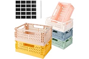 WUGU Pudełko plastikowe, małe, składane, mini kosz, 6 sztuk, składane pudełko z tworzywa sztucznego