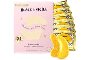 ‎GRACE & STELLA grace & stella - Preisgekrönte Augenpads, Eye Pads Reduzieren Dunkle Augenringe, Gegen Tränensäcke und Falten, Kühlende und Erfrischende Augen Pads Masken, Gel-Eyepads [24 Paare, Gold]