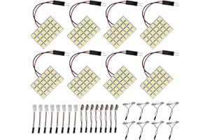 HUAZIZ 8 Stücke Superweiße energiesparende 5050 24-SMD-LED-Panel-Dome-Licht-Innenraum-Leseplatten-Licht-Dachdecken-Innenverkabelte Lampe + 8 Stücke Girlandenadapter