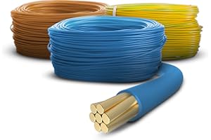 Primes DIY Single Core Conduit Cable 1.5mm Copper Wire Insulated PVC, Stranded Flexible Coil 6491X Electrical Wire, BASEC Approved – Brown, Blue, Green/Yellow (1 Meter), Home Improvement