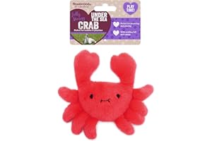 Rosewood Jolly Moggy Under the Sea Plush Crab Cat Toy – Soft, Fun Catnip Toy for Cats and Kittens – Interactive Crinkle Sounds – Durable, Engaging Pet Toy – Safe, Non-Toxic
