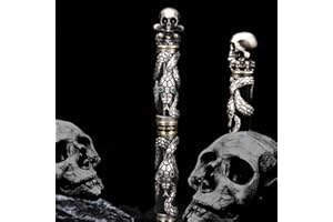 LANXIVI Jinhao Black Snake Pluma estilográfica Bent Nib Fude Pen con cabeza de calavera Metal sólido