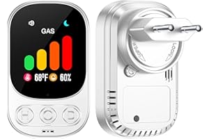 HAKINAKU Gasmelder mit Stecker für Hausgebrauch, Gaswarnmelder Erdgasmelder für Brenngase wie Erdgas, Flüssiggas, Stadtgas, Methan, Ethan, Propan, Butan, für Zuhause/Wohnmobil, Weiß