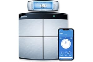 Beurer BF 105 Body complete Báscula de diagnóstico con pantalla XXL extraíble, análisis corporal completo con medición separada de la parte superior e inferior del cuerpo, con App