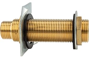 tecuro Väggfäste för kopparrörsarmatur G 1/2 x G 3/4 tum x 65 mm, för väggar upp till 34 mm, enligt dricksvattenförordning 50930-6, med greppplatta