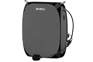 SHIDU tragbarer Sprachverstärker, wiederaufladbar mit kabelgebundenem Mikrofon-Headset, 10 W 1800 mAh, unterstützt MP3-Format-Audio, leichter Verstärker für Lehrer, Reiseführer, Sprache