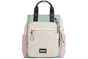 PACO MARTINEZ Mochila de Mujer con Bolsillo para Ordenador de 13", 1 Compartimento Amplio y 5 Bolsillos, Expandible, Cinta para Fijación al Trolley de la Maleta, Nylon