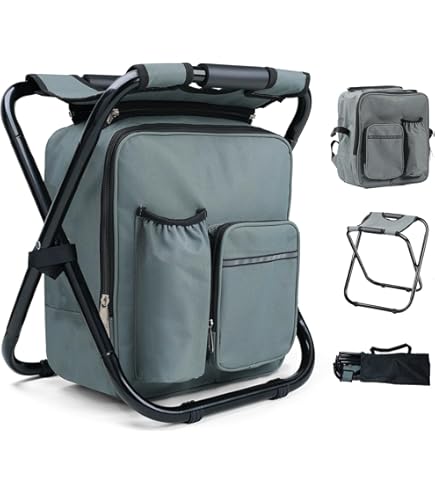 Chaise De Sac à Dos Tabouret Pliant Camping 3-en-1 Sac à Dos