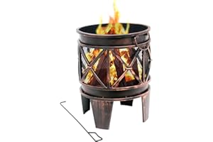 BBQ-Toro Feuerkorb Plum Ø 42 cm inkl. Schürhaken | Feuerschale in Antik-Rost-Optik | Feuertopf für Camping, Garten und Terrasse | Firepit, Funkentopf, Feuerkessel, Holzbrenner, Brennkessel