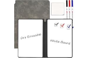 Marte Vanci Small Whiteboard Notebook, A5 Mini Whiteboard with Pen & Wipe, Portable Dry Erase Pad with PU Cover, Reusable White Board for Office Home School Notes Lists Drafts Memo Reminder Grey