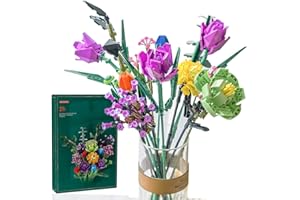 Sunerly New Flower Building Bricks, Flowers Bouquet Building Blocks Set, Artificial Flowers Building Kits for Gifts, DIY Bouquet Building Bricks Botanical Collection for Adults/Teens (999PCS)