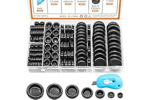 mxuteuk 188 geschlossene Gummitscheiben-Kit Firewall-Sortierungskit 7 Größen (7.14/9.5/13/16/19/22/25) Bohrungen für kreisförmige Gumminscheiben mit Werkzeugen