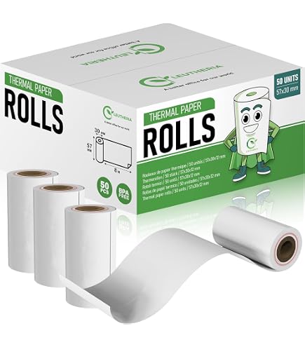 BALSAT Rouleaux Thermiques 57x55 Pour Balances - Lot De 10 - Sans BPA - Haute Qualité, Impression Nette 10 Ans, Fabrication Européenne