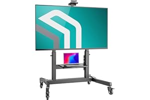 ‎ONKRON ONKRON Mobilny stojak na telewizor z kółkami do płaskich/zakrzywionych ekranów o przekątnej do 120 kg, regulowany wysoki, przenośny wózek na telewizor z nachyleniem, maks. VESA 1000 x 600, czarny