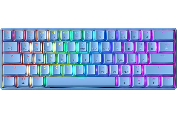 GK61, Teclado mecánico para gaming, 61 teclas multicolor RGB, retroiluminado con iluminación LED, con cable, programable, cableado, para jugadores de PC y Mac (diseño italiano no garantizado)