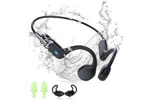HIFI WALKER Knochenschall Kopfhörer IPX8 wasserdichte Schwimmen Kopfhörer Open-Ear Bluetooth 5.3 Sportkopfhörer mit Mikrofon und 32GB MP3, Laufen, Schwimmen, Schwarz