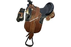 SHOWMEN CRAFT Sella australiana in pelle con sottopancia e parafango per equitazione