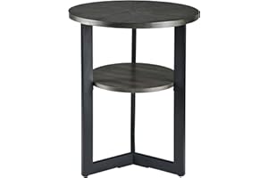 MODERION Round End Table, Minimalist Sofa Table, Modern Side Table, Coffee Table with Iron Black Base for Home, Living Room, Patio, Garden,49 x 49 x 60 cm (Black)