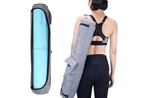 VELLIVAR Yoga Mat Bag with Adjustable Shoulder Strap, Water-Resistant Yoga Bag with Storage Pocket, Washable Yoga Mat Carrier Yoga Bags for Women 2-Way Zippers Curved Side Opening Pilates Mat Bag, 70*14 cm