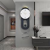Cam Y&uuml;zeyli Hareketli Sarka&ccedil;lı Dekoratif Duvar Saati 70x30cm Antrasit renk