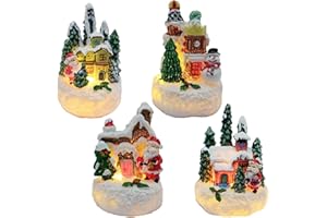 BSEICAL Wioska bożonarodzeniowa z oświetleniem, amerykańska dekoracja bożonarodzeniowa, oświetlenie bożonarodzeniowe, Boże Narodzenie, małe miasteczko bożonarodzeniowe, dekoracja świąteczna, domki LED,