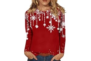 GENERIC Christmas Jumpers for Women Ladies Christmas Sweatshirts Tree Print Graphics Pullover Claus Xmas Shirt Holiday Long Sleeve Tops