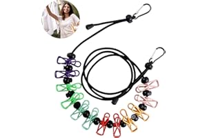 SIMSKY wäscheklammern Camping,Camping zubehör,Tragbare Wäscheleine Camping,Outdoor wäscheleine,Elastische Wäscheleine Ausziehbar Reisewäscheleine mit 12 Wäscheklammern