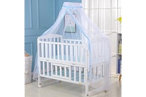 Yuehuamech Mosquitera para bebé, para cama, para cuna, techo, mosquitera para cuna,malla para colgar en la cama, mosquitera para mantener a tu bebé lejos de los mosquitos, Borde Azul, 60x450cm