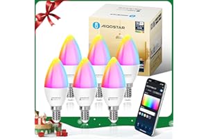 Aigostar Alexa Glühbirne E14 SL2 Smart Lampe 6.5W WLAN Lampe LED RGBCW 2700-6500K Dimmbare, Mit Musik synchronisieren, App Steuern Kompatibel mit Alexa/Google Home, Kein Hub notwendig, 6 Stück