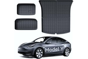 LANTU Tesla Model Y - Tappetino protettivo per bagagliaio, 3 pezzi, per tutte le stagioni, in TPE, posteriore, inferiore e anteriore, antiscivolo e impermeabile, per accessori Tesla Model Y 2021-2023