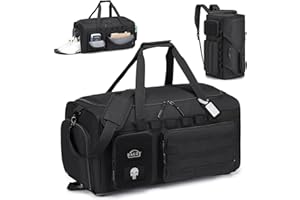 BAGZY Sac de Sport Homme 55L Sac de Voyage Tactique Militaire Imperméables Sacs Equitation Sacs d'entraînement avec Compartiment à Chaussures pour Tir Sportif Voyage Fitness Weekender Camping Noir