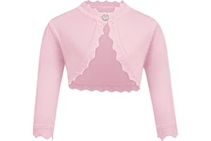 trudge Cárdigan Básico para Niña Bolero de Manga Larga para Niños Chaqueta de Hombro Chaqueta de Bolero Corto para Vestido de Comunión Vestido de Bautizo
