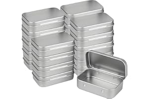 Forever bene Pequeña caja de metal plateado con tapa, 20 latas de galletas con tapas con bisagras, mini contenedor de almacenamiento portátil para joyas, manualidades, hierbas y toallitas para lentes