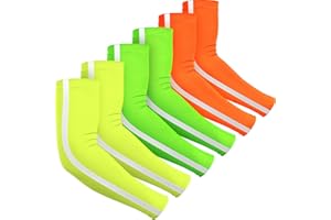 Funtery 6 Pairs Arm Sleeves for Men Women UV Sun Protection Reflective Strap Cooling UPF 50 Arm Compression Sleeves