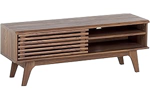 Beliani Szafka TV z ciemnym drewnem MDF z drzwiami przesuwnymi 1 półka platerowana retro Toledo