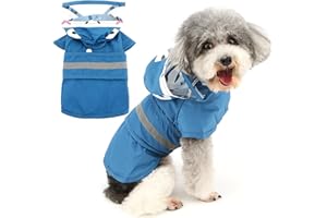 Zunea Wodoodporny płaszcz przeciwdeszczowy dla psa z kapturem, dla małych, średnich psów, lekki, odblaskowy płaszcz przeciwdeszczowy dla psa z otworem na smycz, kurtka przeciwdeszczowa dla zwierząt