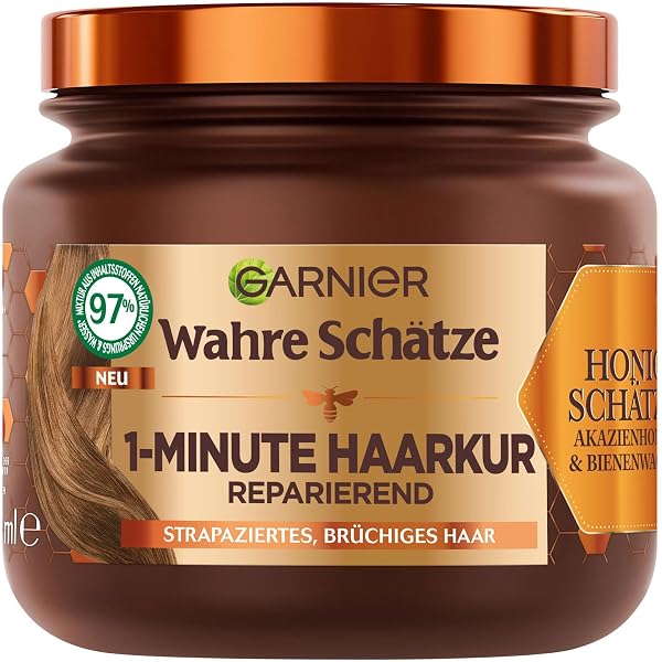 Garnier Wahre Schätze Shampoo Honig 1L – Repariert Strapaziertes Haar, 2er Pack