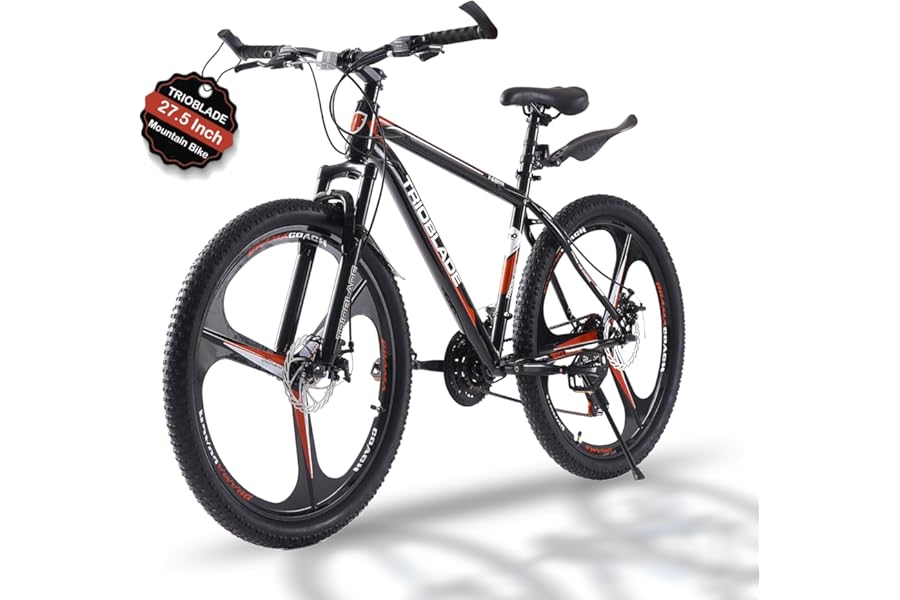 TRIOBLADE 24''26''27.5'' Mountain Bike 3 Spoke Wheels Mountain Bicycle 21 Speeds Disc Brake Bike Lightweight Frame Bicycle for Adult Men Women Sport Cycling Bike