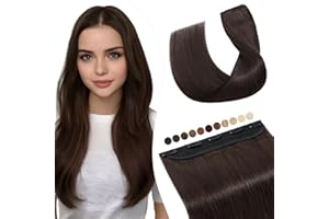 Elailite Extension Clip Capelli Veri Fascia Unica #2 Marrone Scuro, 40cm 45g 100% Remy Human Hair Naturali Quickclip 3/4 Full Head