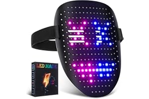 FLAREMORE LED Light Up Face Mask, Funny LED Mask with Gesture Sensing Face Transforming Modes, LED Shining Mask Built-in Various Images, Suitable for Costume Cosplay Masquerade Halloween