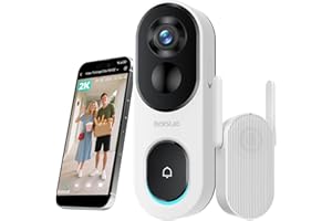 BOTSLAB Türklingel mit Kamera 2K Video Türklingel Akku, Kabellose Videotürklingel mit Kopf-bis-Fuß-Ansicht, Ohne Monatsgebühr, 2-Wege-Audio, 2.4GHz WLAN, Batteriebetrieben, Arbeit mit Alexa