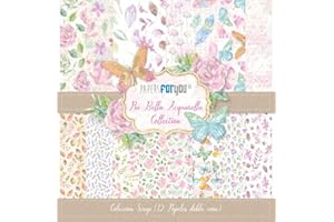 PAPERSFORYOU Papers For You - Kit de Papeles para Scrapbooking y Manualidades | Colección "Più Bella Acquarella" | Incluye 12 Papeles a Doble Cara con Diseños Diferentes | Tamaño 30,48 x 30,48 cm (12" x 12")