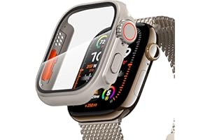 Diruite Cover per Apple Watch Series 11/10 46mm Pellicola Protettiva Aspetto Creativo HD Vetro Temperato PC Rigido Case Protezione Ultrasottil Custodia,Acciaio Titanio(HD),46mm