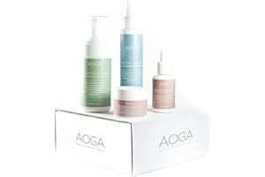 AOGA Set Skincare Coreana BIO Antirughe: Mousse Detergente, Tonico Spray, Siero Viso con Acido Ialuronico, Crema alla Bava di Lumaca, Kit Regalo Donna e Uomo