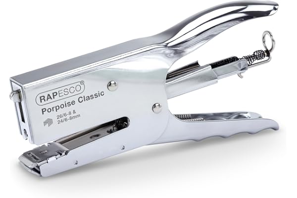 Rapesco R81000A3 Pince Agrafeuse Classique Porpoise, Capacité de 45 Feuilles, Chrome