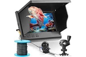 ZHFEIIRU Fish Finder Underwater Fishing Camera, Infrared Night Vision, Wide Angle, IP65 Waterproof, with 5 Inch IPS Display, for Ice, River and Boat