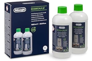 ‎DE'LONGHI De'Longhi Original EcoDecalk DLSC502-Entkalker für Kaffeemaschinen & Kaffeevollautomaten,EXKLUSIV BEI AMAZON,Universal Kalklöser für 10 Entkalkungsvorgänge,enthält natürliche Rohstoffe,2x500ml,Weiß
