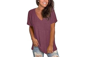 MOLERANI été t-Shirts pour Femmes col en V Basique Hauts à Manches Courtes Ample Blouses décontractées S-2XL
