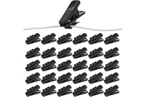 YUXIANLB Pack of 30 Black Plastic Cable Clips for Headphones 360° Rotating Headset Cable Holder, Practical Shirt Clips to Prevent Cable Confusion Clip Clamp for 5 mm Flat Round Cable