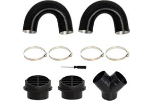 Diesel Heater Ducting 75mm Car Air Heater Set Y Piece Exhaust Pipe Warm Air Outlet Vent 2Pcs Mushroom Head Tuyere 4 Clips with Screwdriver Gekufa